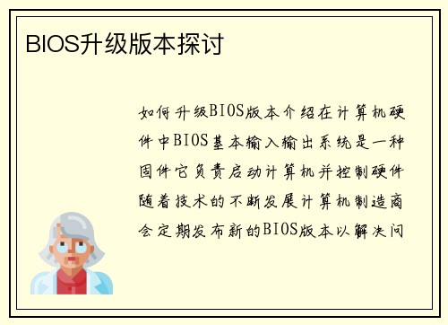 BIOS升级版本探讨